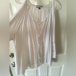Ellos size 16 cotton white womens top with shoulder cut outs